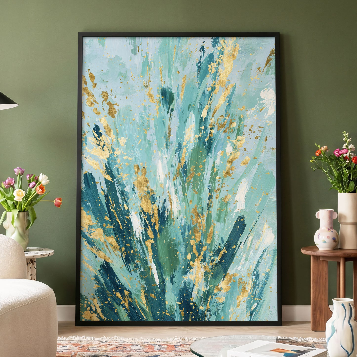 Gilded Tidal Veil – wall art displayed in a styled interior, gallery view 4