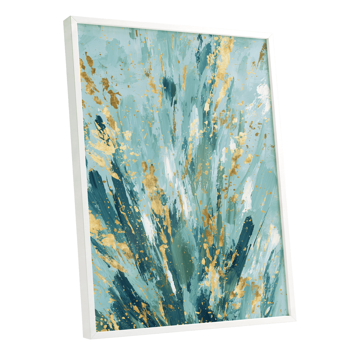 Gilded Tidal Veil – white framed poster option