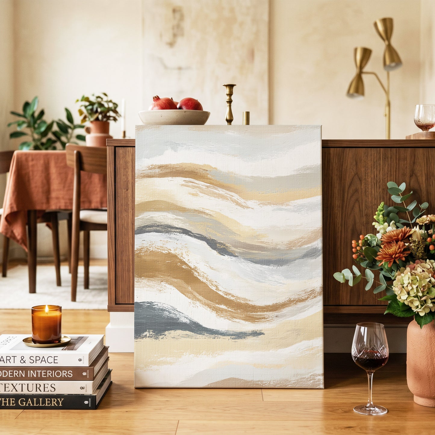 Gilded Tides – canvas wall art in a styled interior, gallery view 2