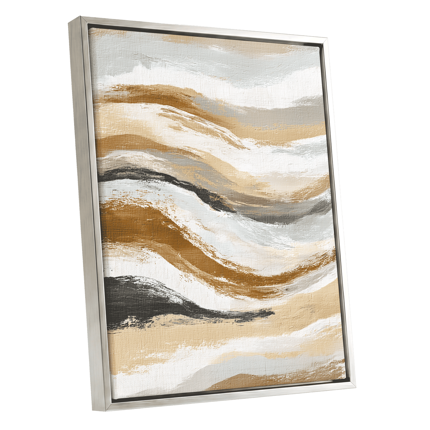Gilded Tides – silver framed canvas option