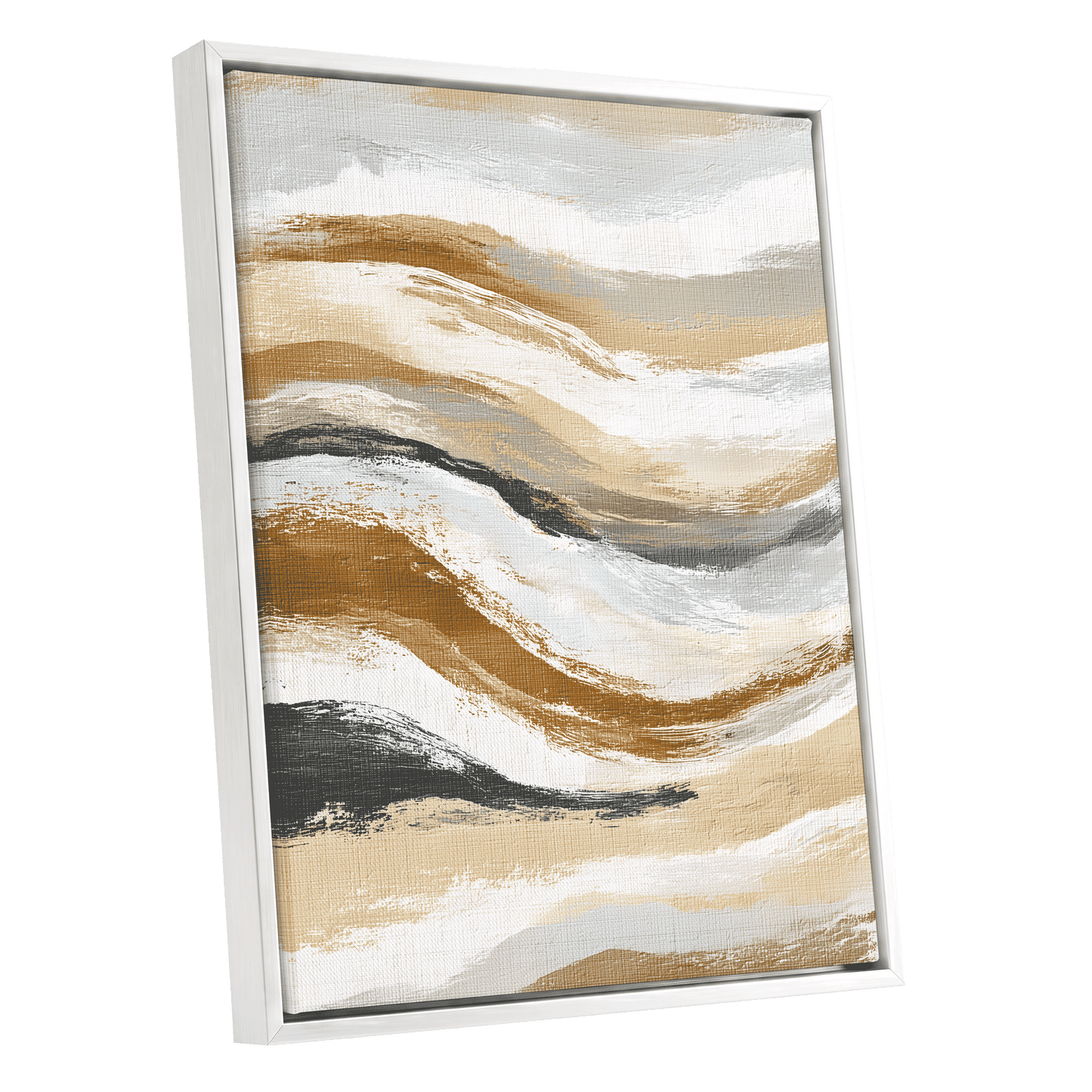 Gilded Tides – white framed canvas option