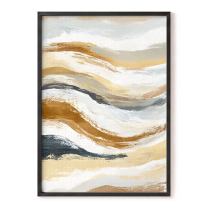 Gilded Tides – black, beige, gold abstract wall art, front view