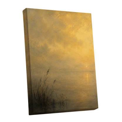Gilded Waters, gold, yellow, brown nature wall art shown as a stretched canvas wall art