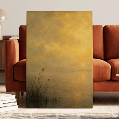 Gilded Waters, gold, yellow, brown nature wall art displayed in a styled interior, gallery view 3