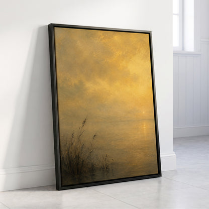 Gilded Waters, gold, yellow, brown nature wall art displayed in a styled interior, gallery view 8