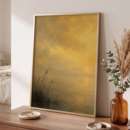 Gilded Waters, gold, yellow, brown nature wall art displayed in a styled interior, gallery view 9