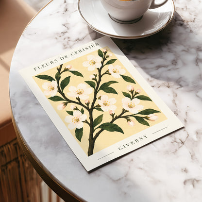 Giverny Blossom, beige, green, white floral wall art displayed in a styled interior, gallery view 5