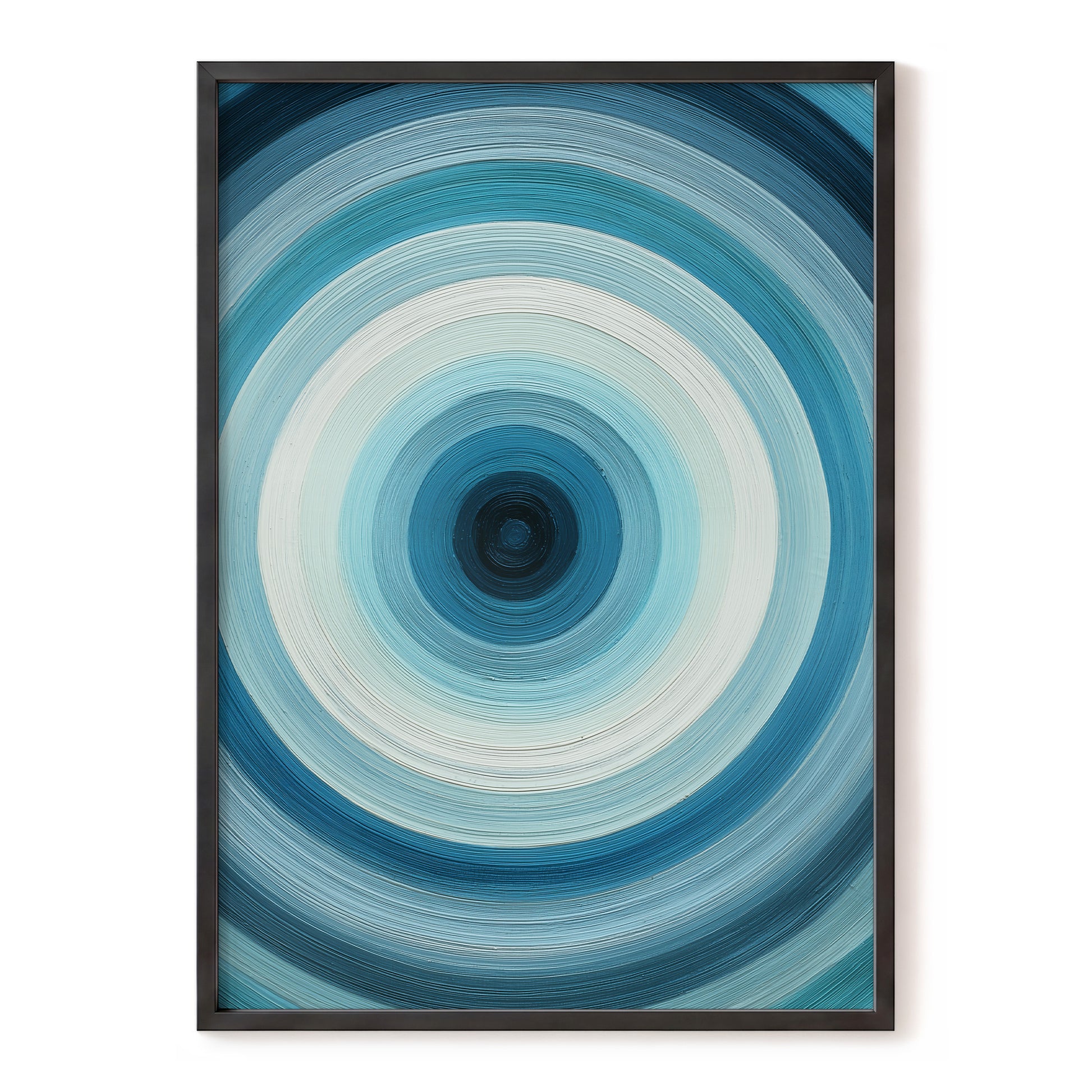 Glacial Ringwave, blue, green, white abstract wall art, front artwork view