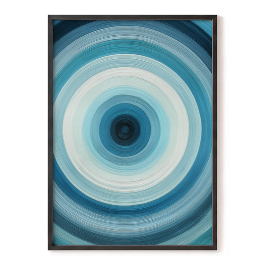 Glacial Ringwave, blue, green, white abstract wall art, front artwork view