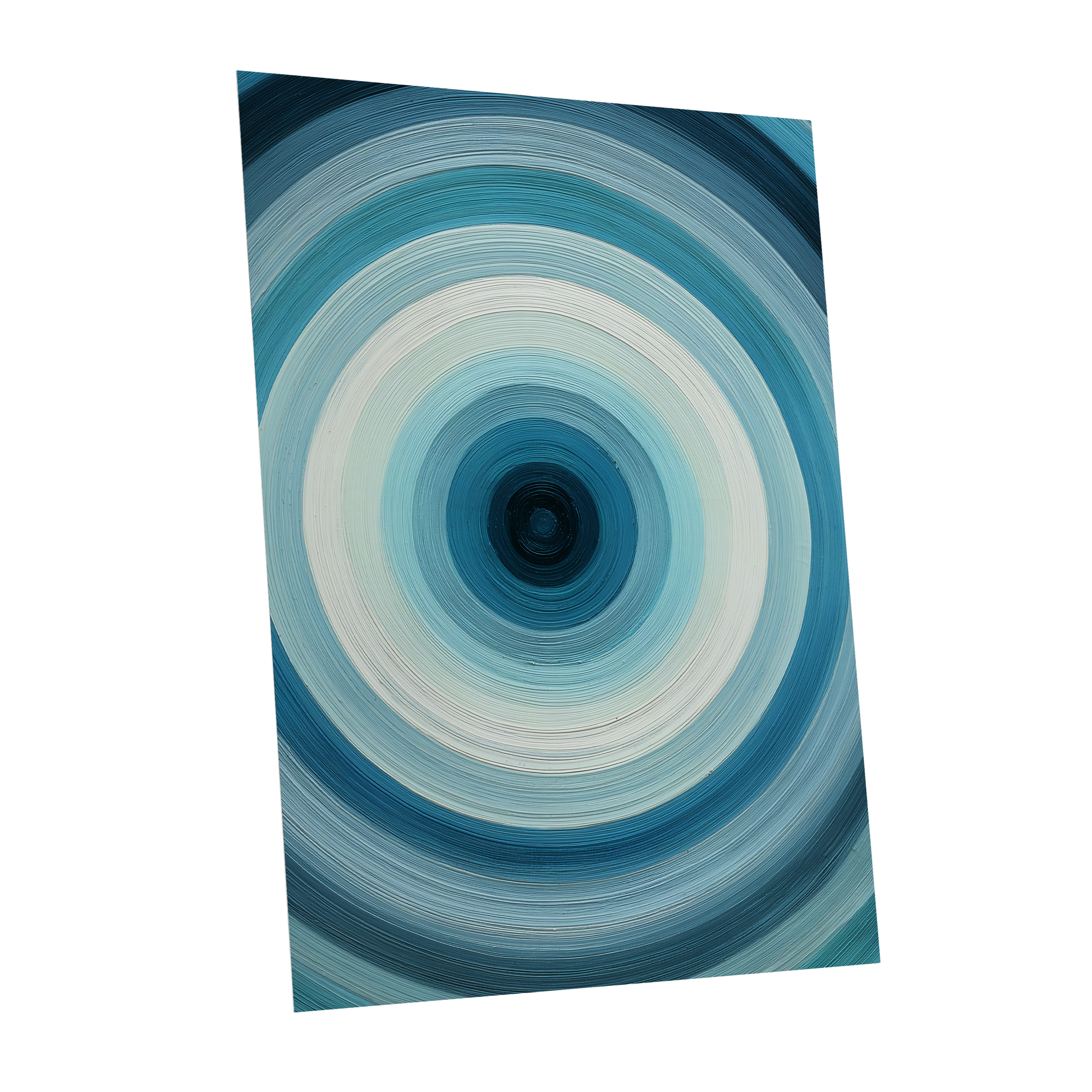 Glacial Ringwave, blue, green, white abstract wall art shown as a unframed poster wall art print