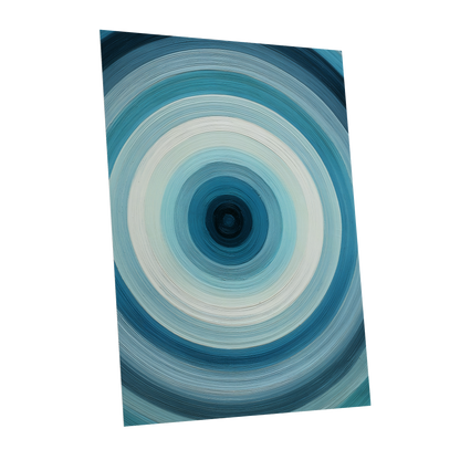 Glacial Ringwave, blue, green, white abstract wall art shown as a unframed poster wall art print