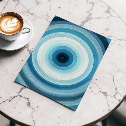 Glacial Ringwave, blue, green, white abstract wall art displayed in a styled interior, gallery view 5