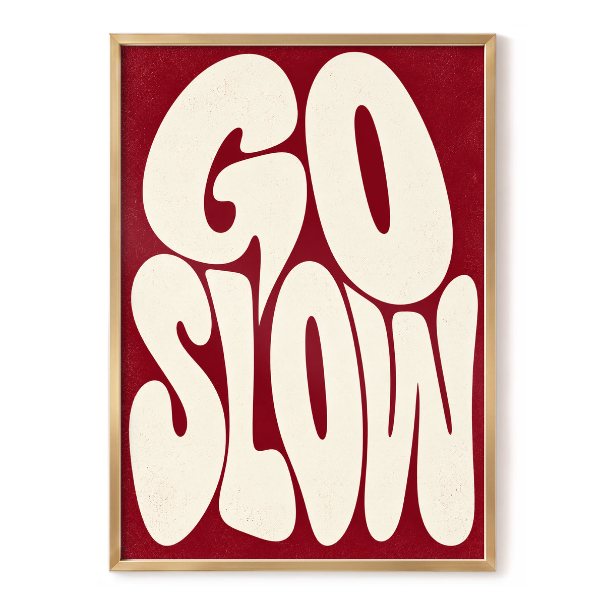 Go Slow Ruby, red, beige abstract wall art, front artwork view