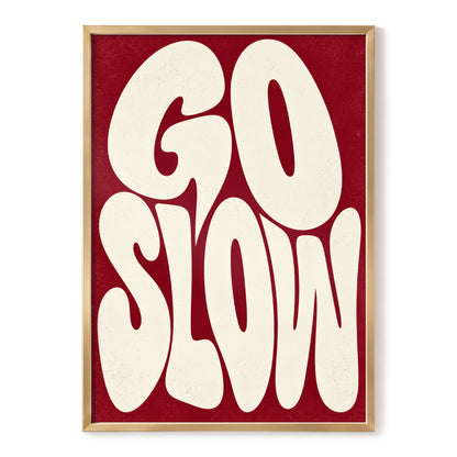 Go Slow Ruby, red, beige abstract wall art, front artwork view