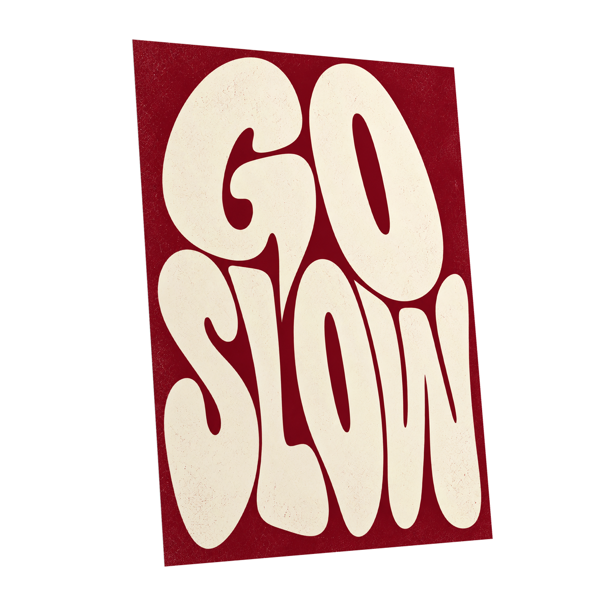 Go Slow Ruby, red, beige abstract wall art shown as a unframed poster wall art print