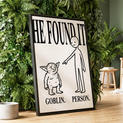 Goblin Found, black, white, beige minimalist wall art displayed in a styled interior, gallery view 1