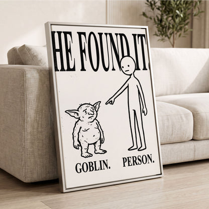 Goblin Found, black, white, beige minimalist wall art displayed in a styled interior, gallery view 2