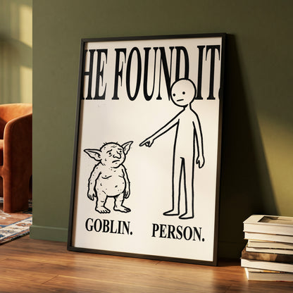 Goblin Found, black, white, beige minimalist wall art displayed in a styled interior, gallery view 4