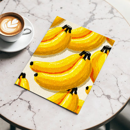Golden Banana Parade, yellow, gold, orange nature wall art displayed in a styled interior, gallery view 3