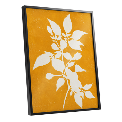 Golden Bough, yellow, orange, white nature wall art shown as a black framed poster wall art print