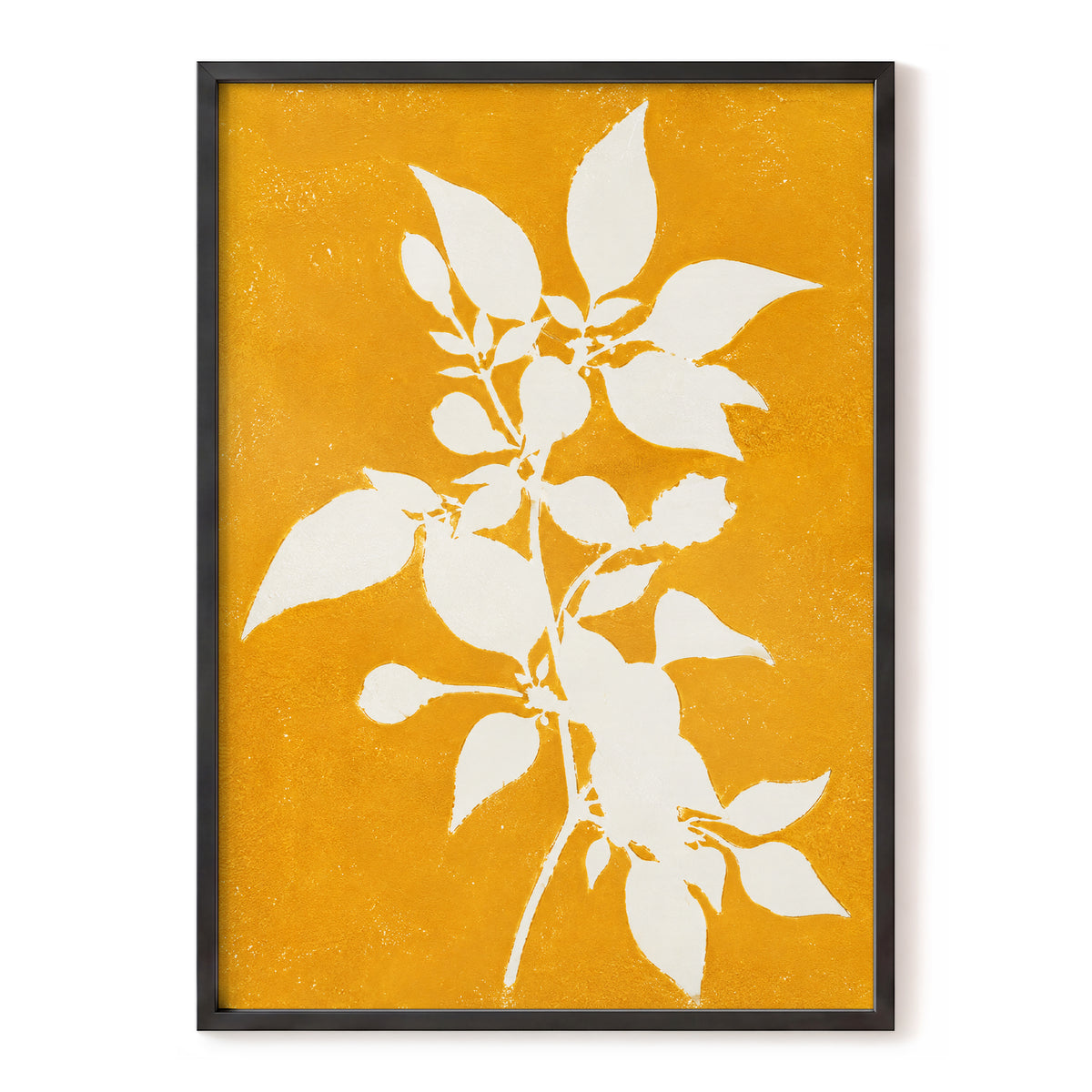 Golden Bough, yellow, orange, white nature wall art, front artwork view