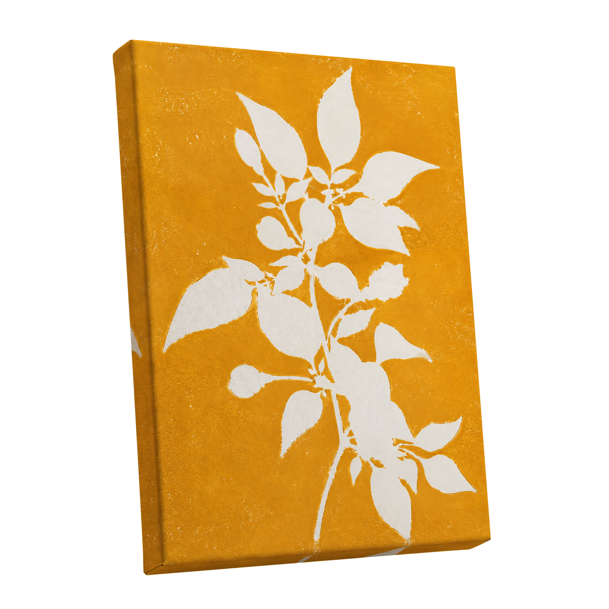 Golden Bough, yellow, orange, white nature wall art shown as a stretched canvas wall art