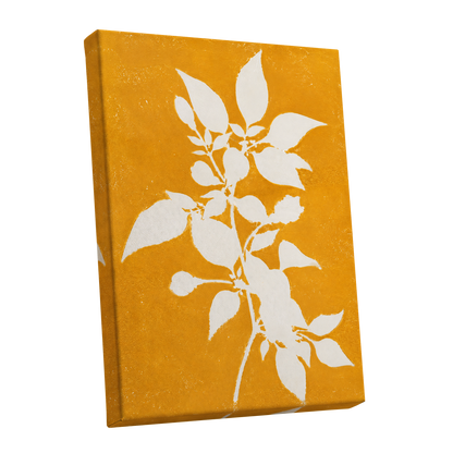 Golden Bough, yellow, orange, white nature wall art shown as a stretched canvas wall art