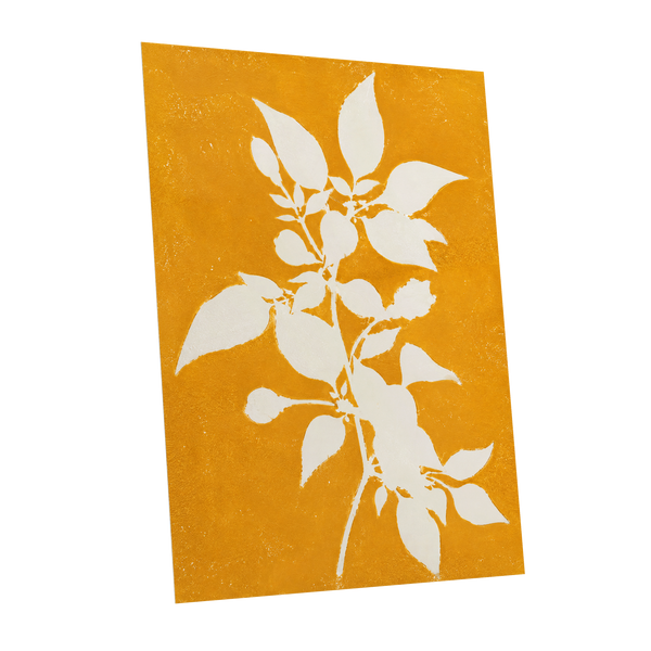Golden Bough, yellow, orange, white nature wall art shown as a unframed poster wall art print
