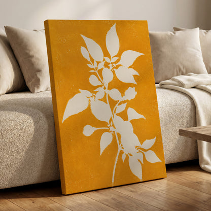 Golden Bough, yellow, orange, white nature wall art displayed in a styled interior, gallery view 7