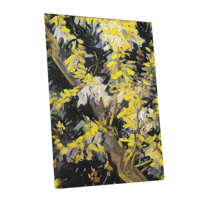 Golden Boughs, yellow, black, brown nature wall art shown as a unframed poster wall art print