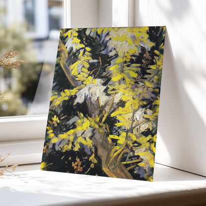 Golden Boughs, yellow, black, brown nature wall art displayed in a styled interior, gallery view 5