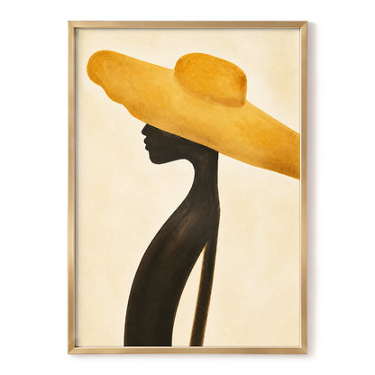 Golden Brim, gold, black, beige minimalist wall art, front artwork view