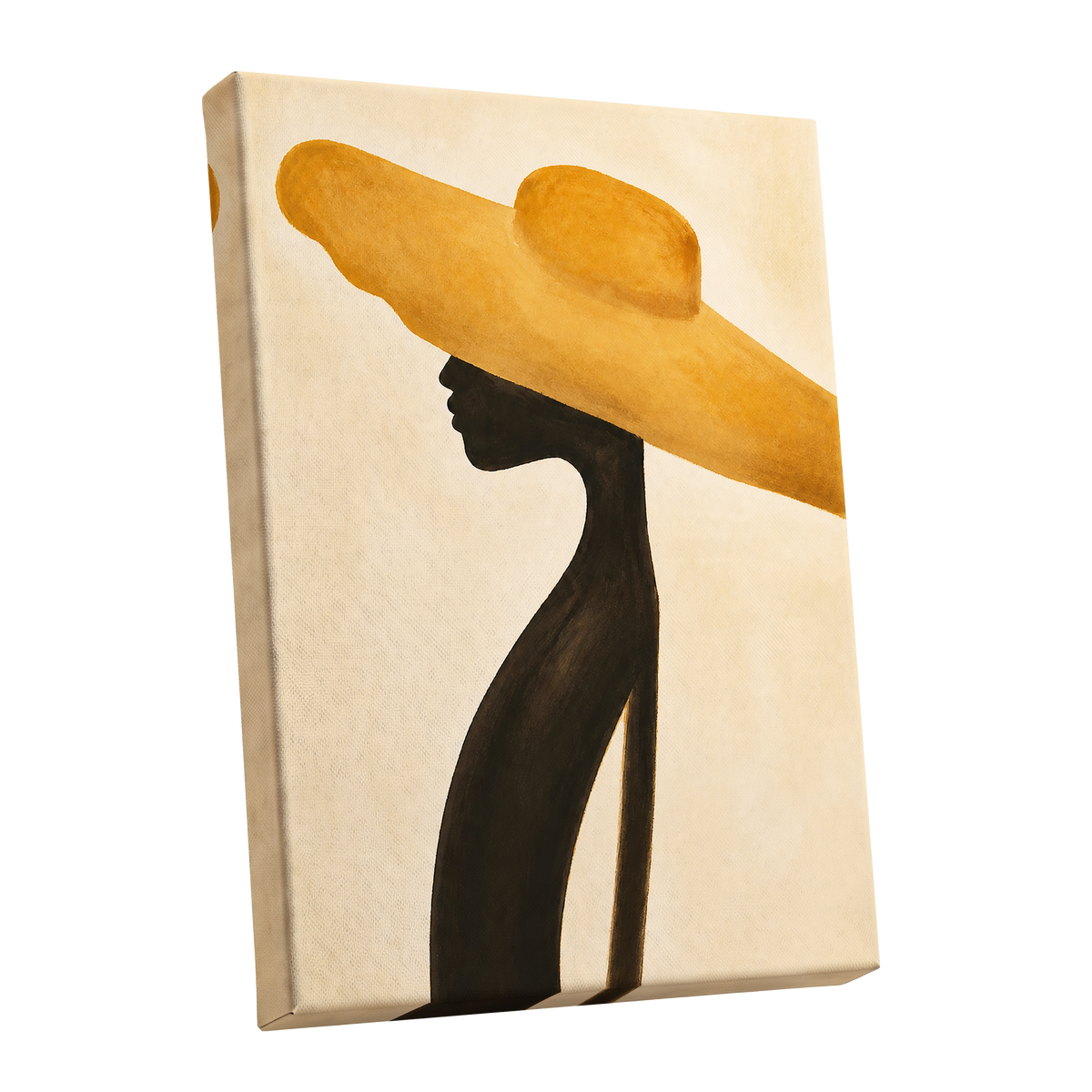 Golden Brim, gold, black, beige minimalist wall art shown as a stretched canvas wall art