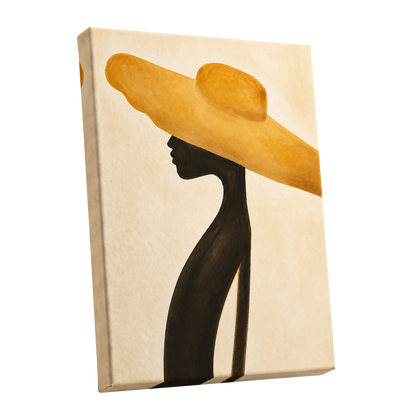 Golden Brim, gold, black, beige minimalist wall art shown as a stretched canvas wall art