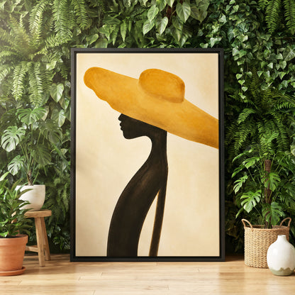 Golden Brim, gold, black, beige minimalist wall art displayed in a styled interior, gallery view 4