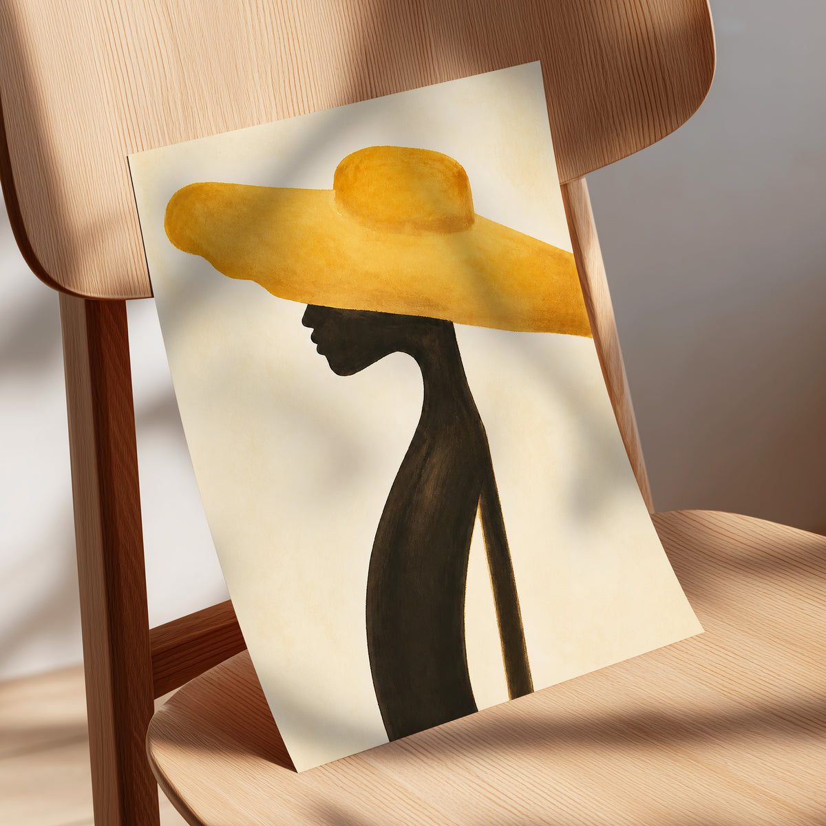 Golden Brim, gold, black, beige minimalist wall art displayed in a styled interior, gallery view 5