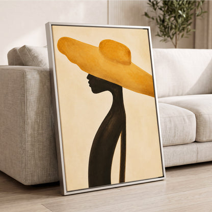 Golden Brim, gold, black, beige minimalist wall art displayed in a styled interior, gallery view 8