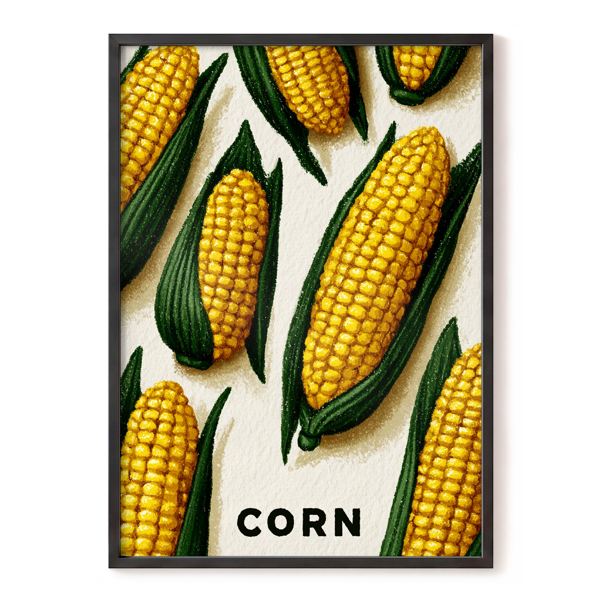 Golden Corn Harvest, yellow, green, beige nature wall art, front artwork view