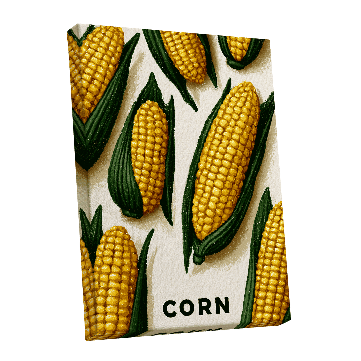 Golden Corn Harvest, yellow, green, beige nature wall art shown as a stretched canvas wall art