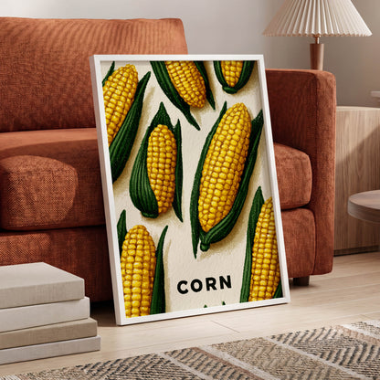 Golden Corn Harvest, yellow, green, beige nature wall art displayed in a styled interior, gallery view 6