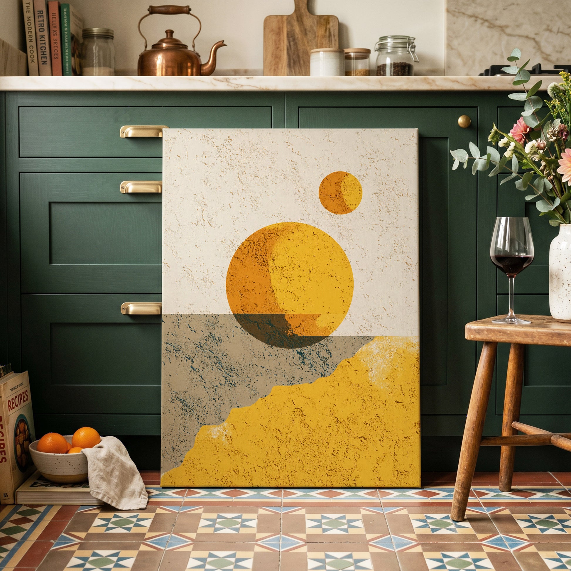 Golden Horizon Forms – canvas wall art in a styled interior, gallery view 1