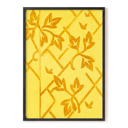 Golden Leaf Lattice, yellow, gold, orange nature wall art, front artwork view