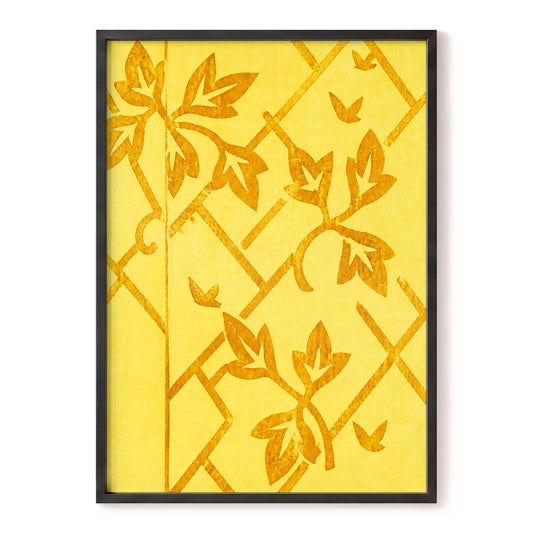 Golden Leaf Lattice, yellow, gold, orange nature wall art, front artwork view