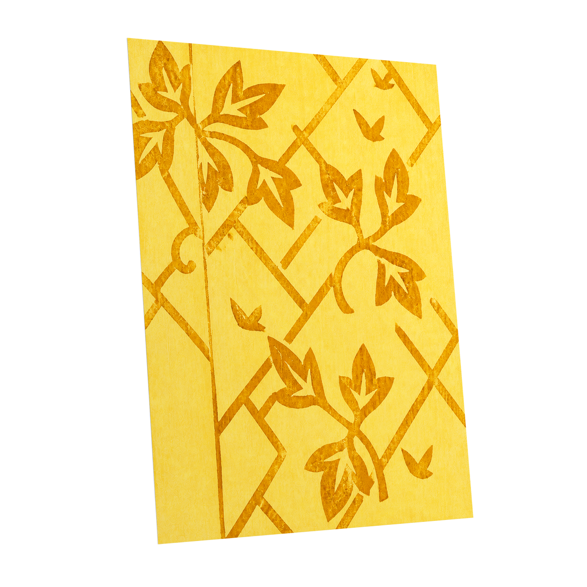 Golden Leaf Lattice, yellow, gold, orange nature wall art shown as a unframed poster wall art print