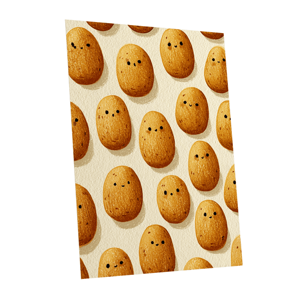 Golden Little Faces, gold, beige, brown minimalist wall art shown as a unframed poster wall art print
