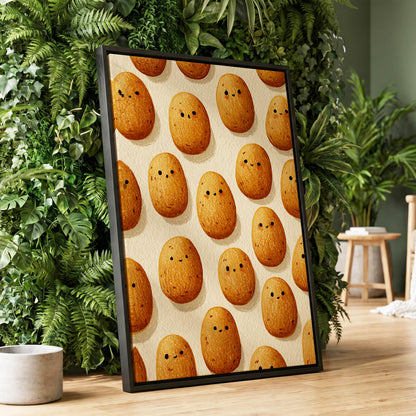 Golden Little Faces, gold, beige, brown minimalist wall art displayed in a styled interior, gallery view 1