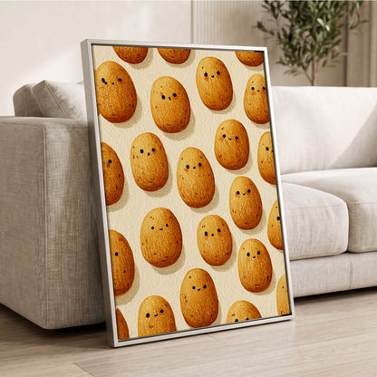 Golden Little Faces, gold, beige, brown minimalist wall art displayed in a styled interior, gallery view 2