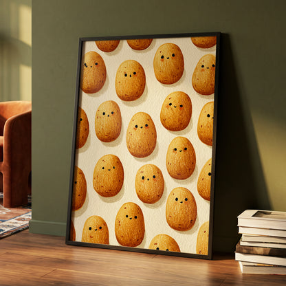 Golden Little Faces, gold, beige, brown minimalist wall art displayed in a styled interior, gallery view 4