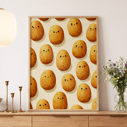Golden Little Faces, gold, beige, brown minimalist wall art displayed in a styled interior, gallery view 5