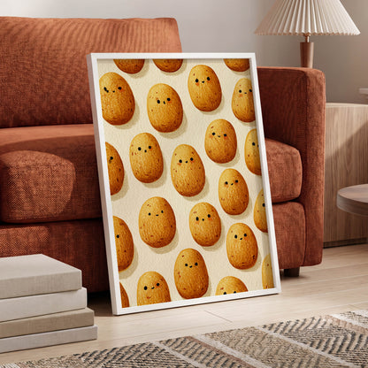 Golden Little Faces, gold, beige, brown minimalist wall art displayed in a styled interior, gallery view 6